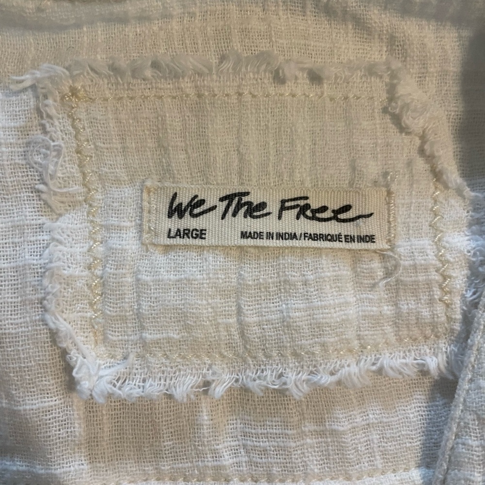 We The Free Cream 3/4 Sleeve Button Down Blouse - Picture 3 of 3